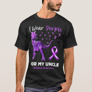 I Wear Purple For My Uncle Epilepsy Awareness Dino T-Shirt