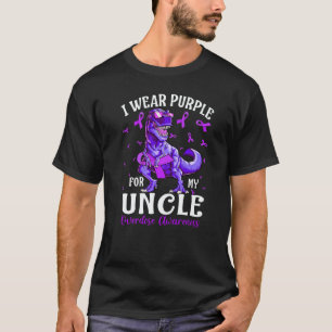 I Wear Purple For My Uncle Overdose Awareness Dino T-Shirt
