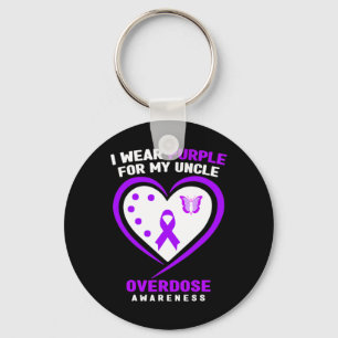 I Wear Purple For My Uncle Overdose Awareness  Keychain