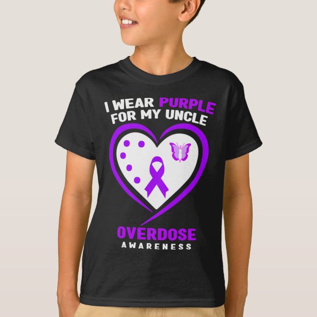 I Wear Purple For My Uncle Overdose Awareness  T-Shirt (Front)
