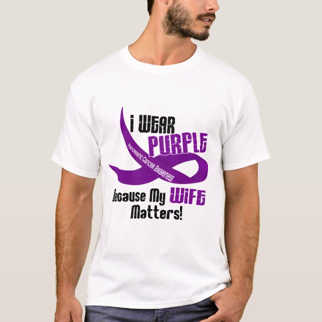 I Wear Purple For My Wife 33 PANCREATIC CANCER T-Shirt (Front)