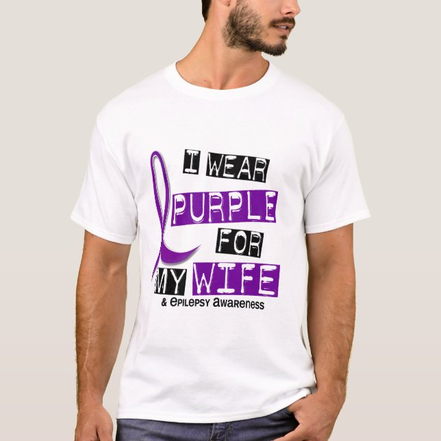 I Wear Purple For My Wife 37 Epilepsy T-Shirt (Front)