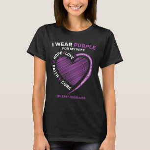 I Wear Purple For My Wife Epilepsy Awareness Husba T-Shirt