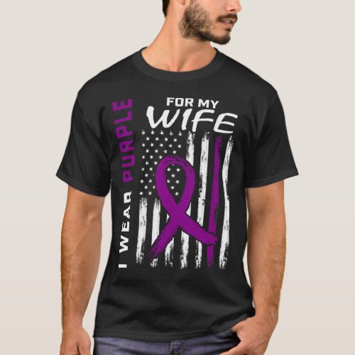 I Wear Purple For My Wife Pancreatic Cancer Awaren T_Shirt