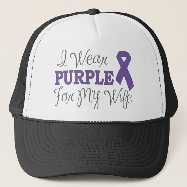I Wear Purple For My Wife (Purple Ribbon) Trucker Hat (Front)