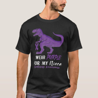 I Wear Purple For Niece Dinosaur Epilepsy Awarenes T-Shirt
