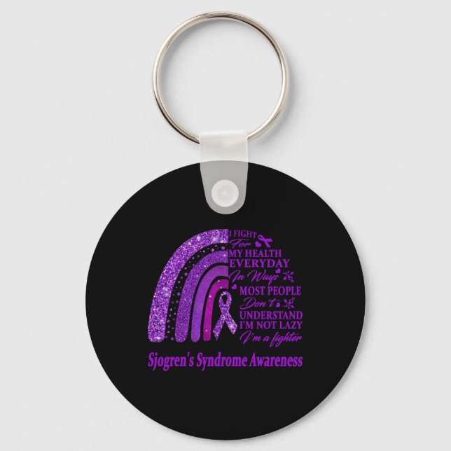 I Wear Purple For Sjogren's Syndrome Awareness War Keychain (Front)