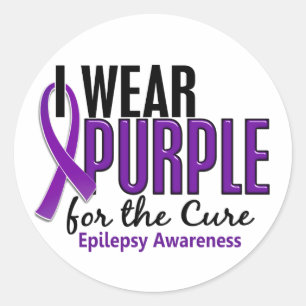 I Wear Purple For The Cure 10 Epilepsy Classic Round Sticker