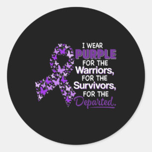 I Wear Purple For The Warriors Butterfly Overdose  Classic Round Sticker