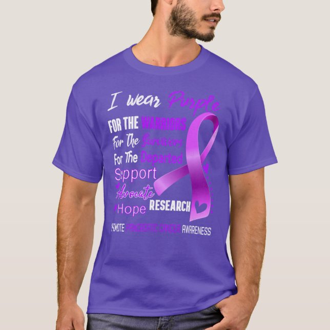 I Wear Purple Forhe Warriors Promote Pancreatic Ca T-Shirt (Front)