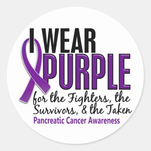 I Wear Purple FST 10 Pancreatic Cancer Classic Round Sticker