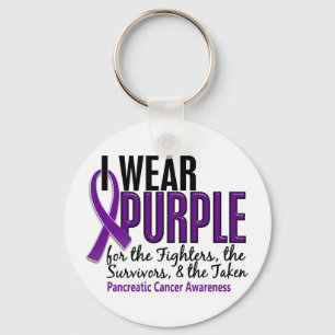 I Wear Purple FST 10 Pancreatic Cancer Keychain