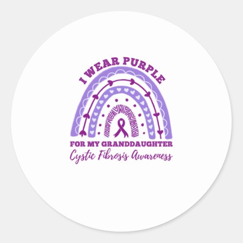I Wear Purple Granddaughter Cystic Fibrosis Classic Round Sticker