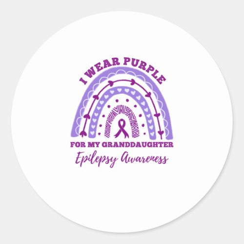 I Wear Purple Granddaughter Epilepsy Awareness Classic Round Sticker