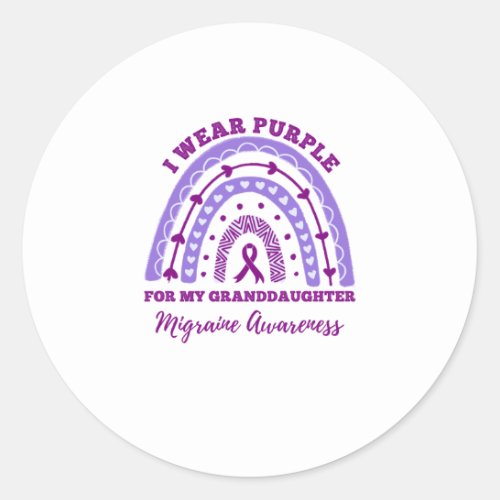 I Wear Purple Granddaughter Migraine Awareness Classic Round Sticker