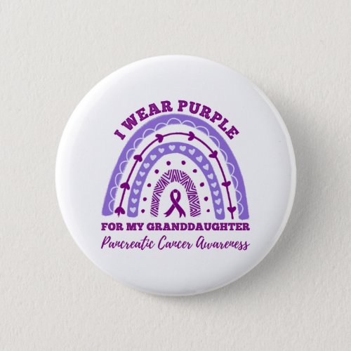 I Wear Purple Granddaughter Pancreatic Cancer Button