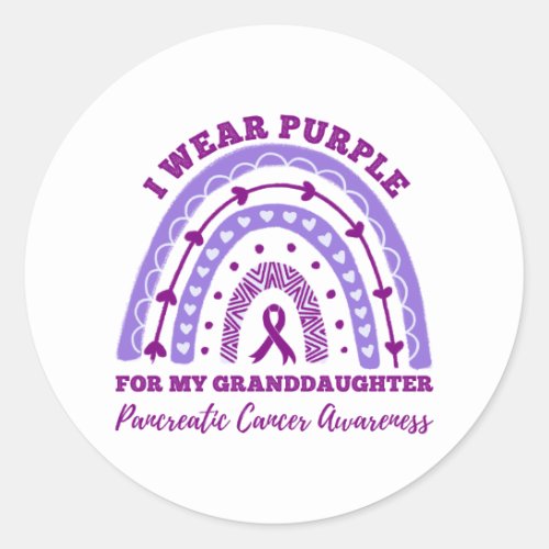 I Wear Purple Granddaughter Pancreatic Cancer Classic Round Sticker