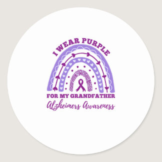 I Wear Purple Grandfather Alzheimers Awareness Classic Round Sticker