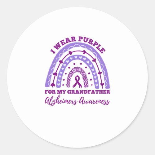 I Wear Purple Grandfather Alzheimers Awareness Classic Round Sticker