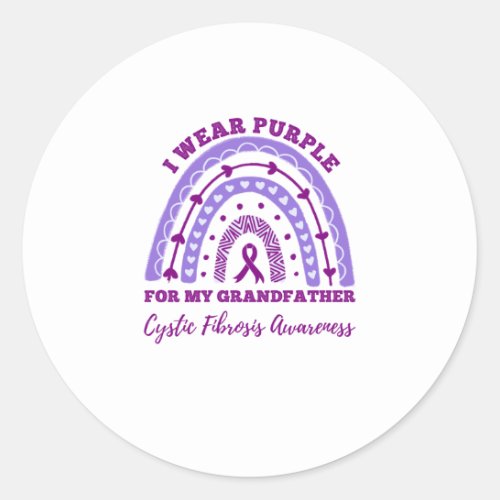 I Wear Purple Grandfather Cystic Fibrosis Classic Round Sticker