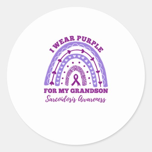 I Wear Purple Grandson Sarcoidosis Awareness Classic Round Sticker