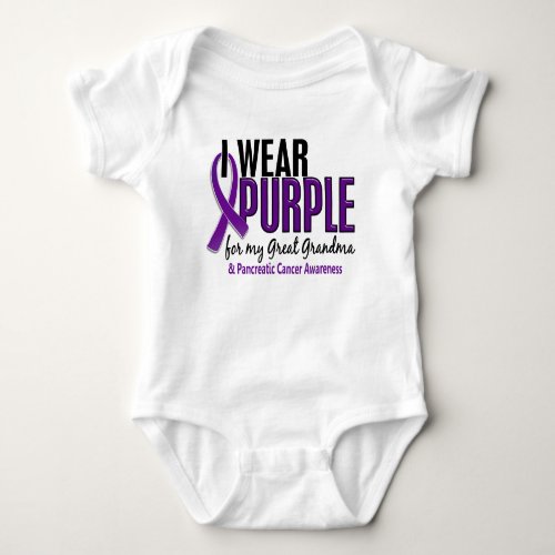 I Wear Purple Great Grandma 10 Pancreatic Cancer Baby Bodysuit