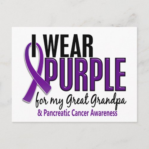 I Wear Purple Great Grandpa 10 Pancreatic Cancer Postcard