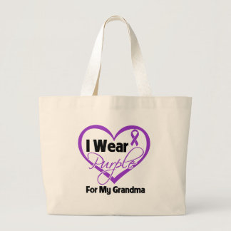 I Wear Purple Heart Ribbon - Grandma Large Tote Bag