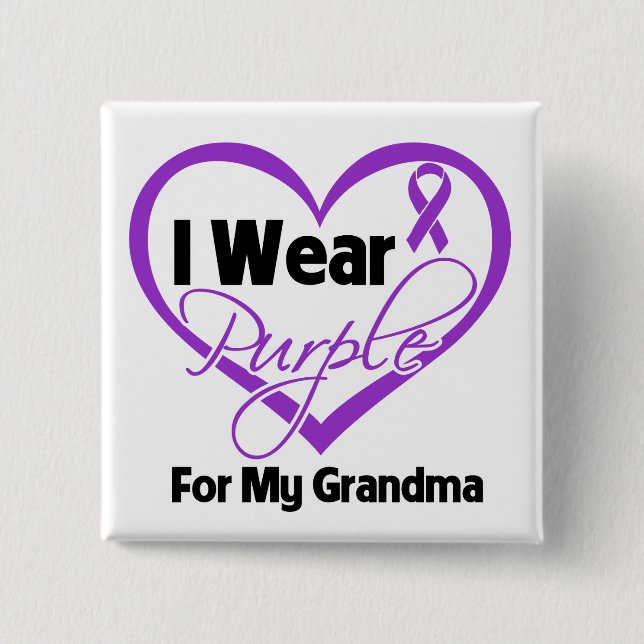 I Wear Purple Heart Ribbon - Grandma Pinback Button (Front)