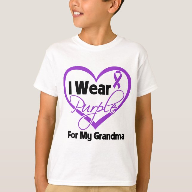 I Wear Purple Heart Ribbon - Grandma T-Shirt (Front)