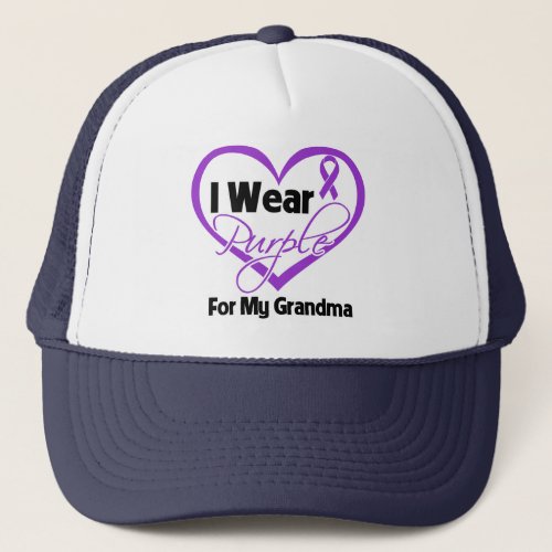 I Wear Purple Heart Ribbon _ Grandma Trucker Hat