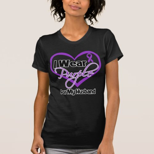 I Wear Purple Heart Ribbon _ Husband T_Shirt