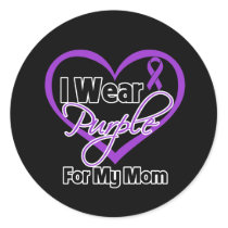 I Wear Purple Heart Ribbon - Mom Classic Round Sticker