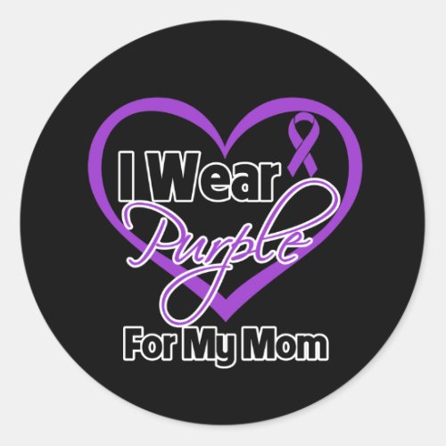 I Wear Purple Heart Ribbon _ Mom Classic Round Sticker