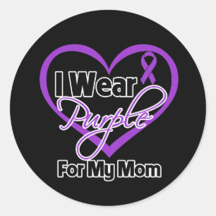 I Wear Purple Heart Ribbon - Mom Classic Round Sticker