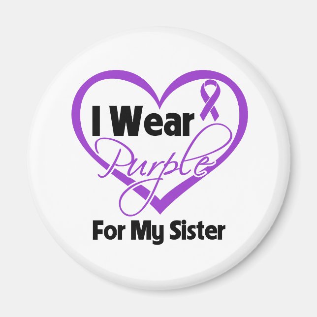 I Wear Purple Heart Ribbon - Sister Magnet (Front)