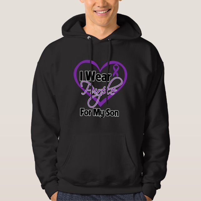 I Wear Purple Heart Ribbon - Son Hoodie (Front)