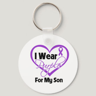 I Wear Purple Heart Ribbon - Son Keychain