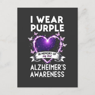 I Wear Purple in Memory for My Dad Alzheimer Postcard