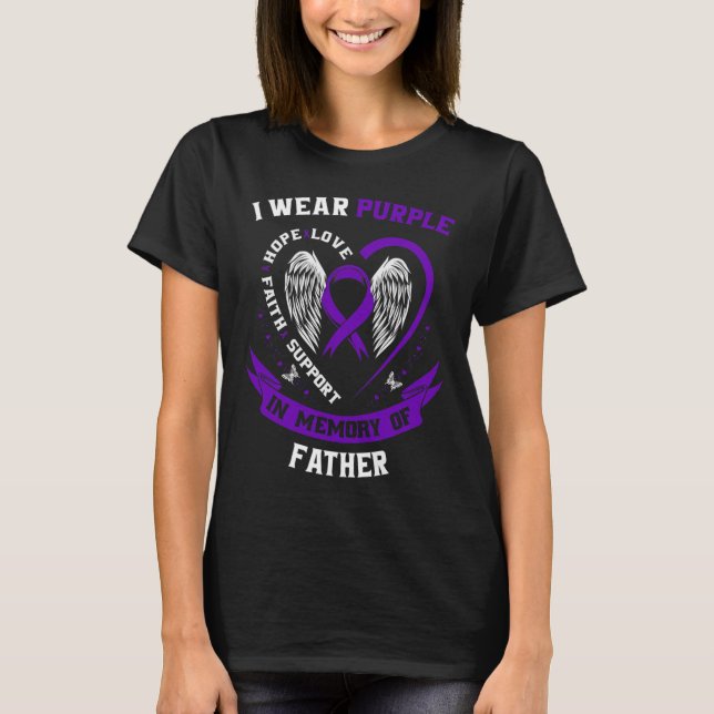 I Wear Purple In Memory Of Father Dad Pancreatic C T-Shirt (Front)