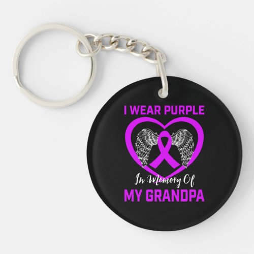 I Wear Purple In Memory Of Grandpa Pancreatic Keychain