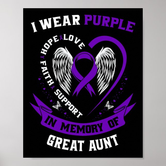 I Wear Purple In Memory Of Great Aunt Pancreatic C Poster (Front)