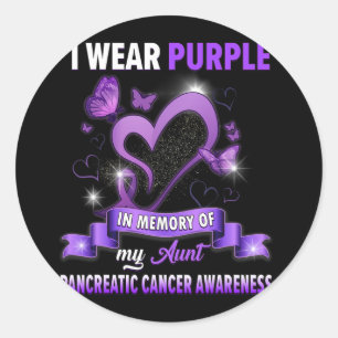 I Wear Purple In Memory Of My Aunt Pancreatic Canc Classic Round Sticker