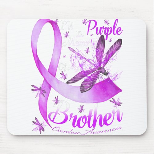 I Wear Purple In Memory Of My Brother Dragonfly Mouse Pad