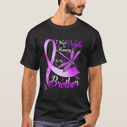 I Wear Purple In Memory Of My Brother Dragonfly T_Shirt