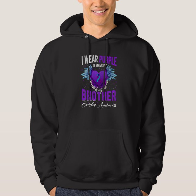 I Wear Purple In Memory Of My Brother Overdose Awa Hoodie (Front)
