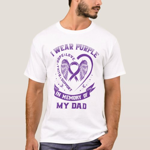 I Wear Purple In Memory Of My Dad Alzheimers Aware T_Shirt