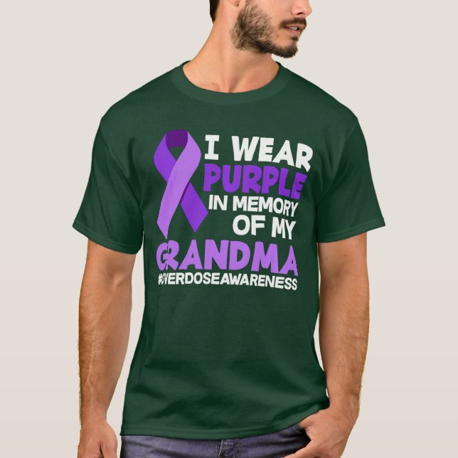 I Wear Purple In Memory Of My Grandma Overdose Awa T-Shirt (Front)