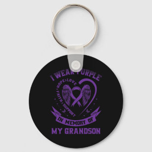 I Wear Purple In Memory Of My Grandson Epilepsy Aw Keychain