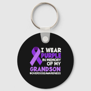 I Wear Purple In Memory Of My Grandson Overdose Aw Keychain